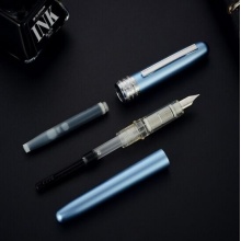 白金 PGB-1000B 富士山彩色铝合金钢笔套装 0.38mm 浅蓝色