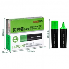得力 S600 方头荧光笔 5.0mm 绿色 10支/盒