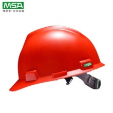 梅思安 10146461 标准型PE安全帽一指键帽衬针织布吸汗带D型下颌带 红色 均码
