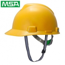 梅思安 10146459 标准型PE安全帽一指键帽衬针织布吸汗带D型下颌带 黄色 均码