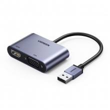 绿联 20518 USB3.0转HDMI/VGA转换器 CM449 墨蓝色