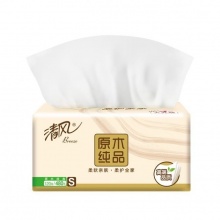 清风 BR38SC4 原木纯品4层塑包面巾纸120抽 3包/提
