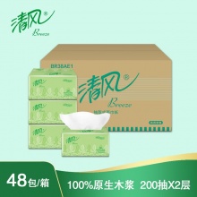 清风 BR38AE1 双层塑包面纸 200抽/包 3包/提 16提/箱