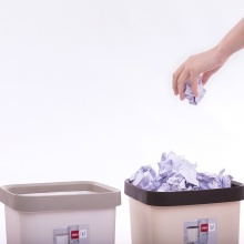 得力 18820 方形带压圈垃圾桶 10L 浅灰