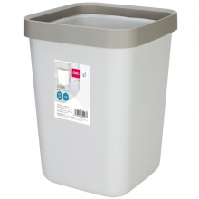 得力 18820 方形带压圈垃圾桶 10L 浅灰