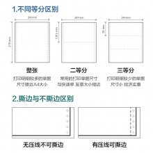 得力莱茵河 L241-3 电脑打印纸(1/2C彩色撕边) 1000页/箱